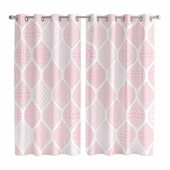 Curtains 84 Inches Long 2 Panels, Pink Geometric Grommets Window Treatment Curtain, Morocco Modern Simple Abstract Aesthetic Thermal Curtains Drapes for Living Room/Bathroom
