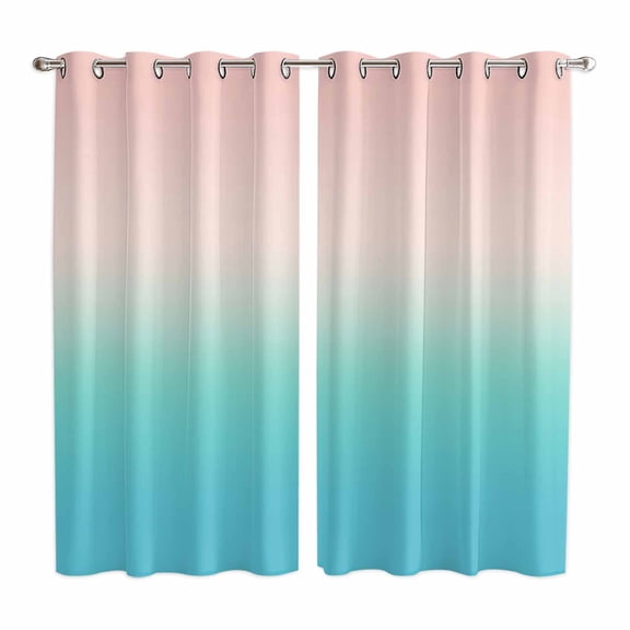 Curtains 84 Inches Long 2 Panels, Pink Teal Ombre Grommets Window Treatment Curtain, Modern Abstract Art Gradient Aesthetics Thermal Curtains Drapes for Living Room/Bathroom
