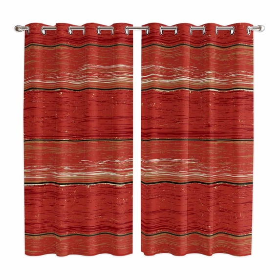 Curtains 84 Inches Long 2 Panels, Red Wood Grain Grommets Window Treatment Curtain, Farmhouse Vintage Wooden Rustic Planks Thermal Curtains Drapes for Living Room/Bathroom