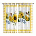 thumbnail image 1 of Curtains 84 Inches Long 2 Panels, Sunflower Grommets Window Treatment Curtain, Yellow Flowers Yellow Plaid Farmhouse Thermal Curtains Drapes for Living Room/Bathroom, 1 of 9