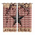thumbnail image 1 of Curtains 84 Inches Long 2 Panels, Texas Star Farmhouse Grommets Window Treatment Curtain, Rustic Red Plaid Berry Wooden Thermal Curtains Drapes for Living Room/Bathroom, 1 of 9