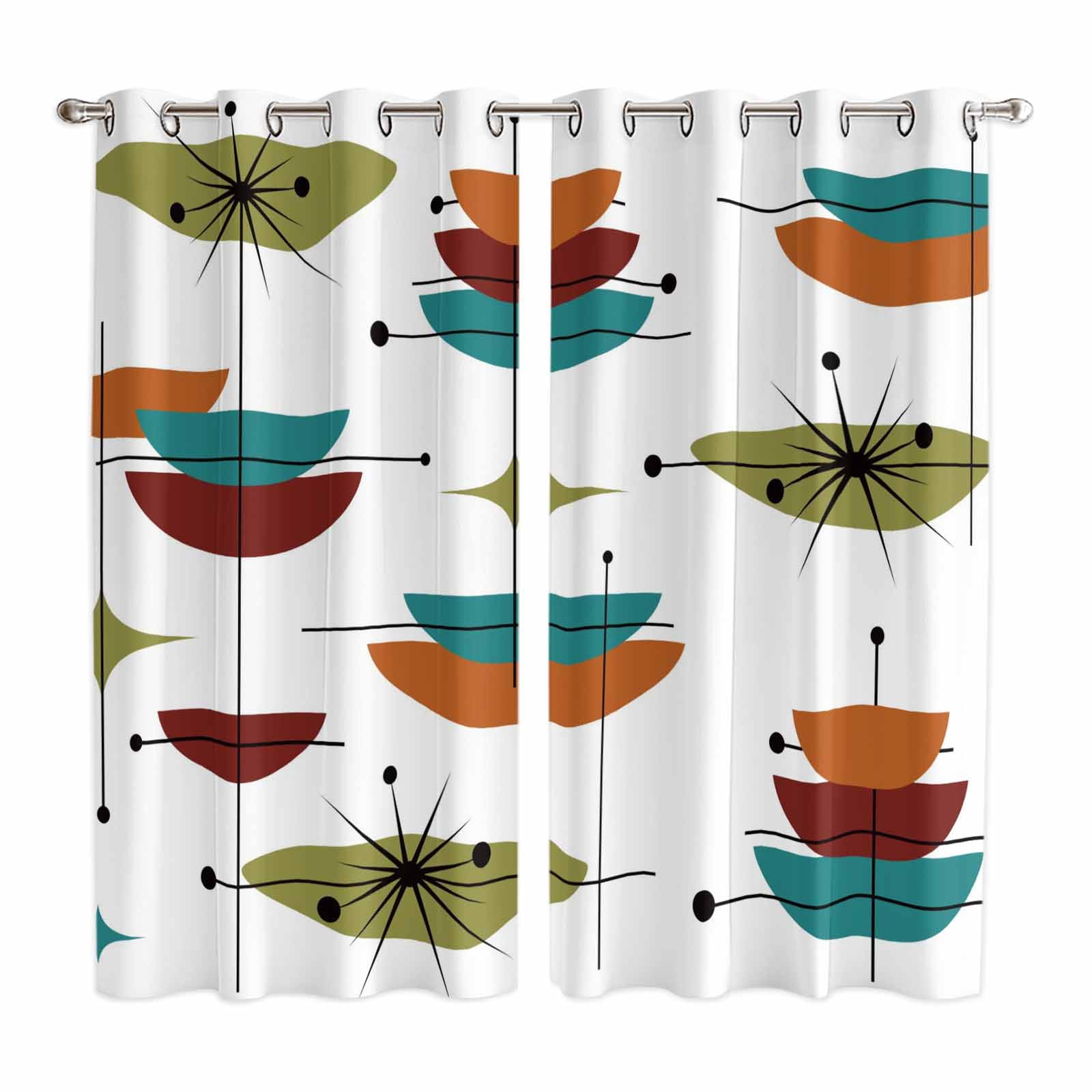 Curtains 84 Inches Long 2 Panels, Wine Red Boho Grommets Window ...