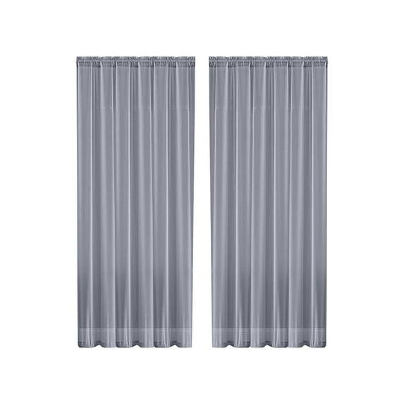 Curtains 84 Inches Long for 2 Panels Set, Solid Light Filtering Voile Sheer Curtains for Living Room Bedroom, Modern Rod Pocket Curtain (Gray)