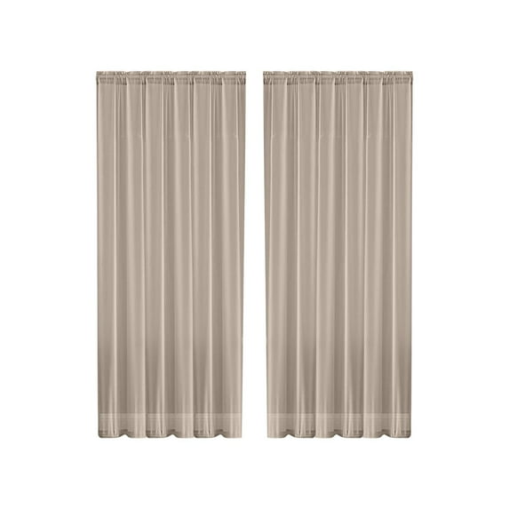 Curtains 84 Inches Long for 2 Panels Set, Solid Light Filtering Voile Sheer Curtains for Living Room Bedroom, Modern Rod Pocket Curtain (Khaki)