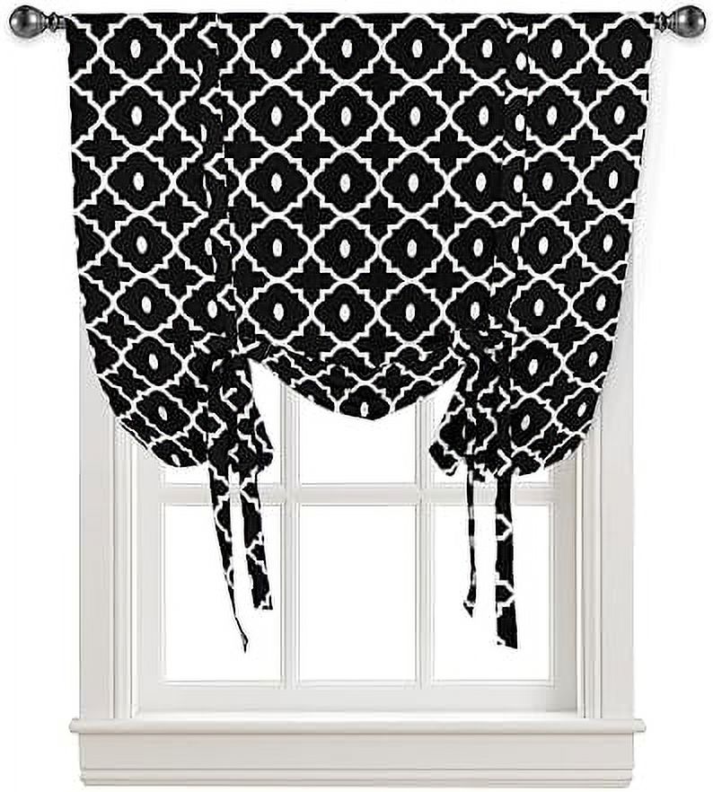 Curtains Balloon Window Shade Geometric Pattern White Black Texture Rod Pocket Curtain