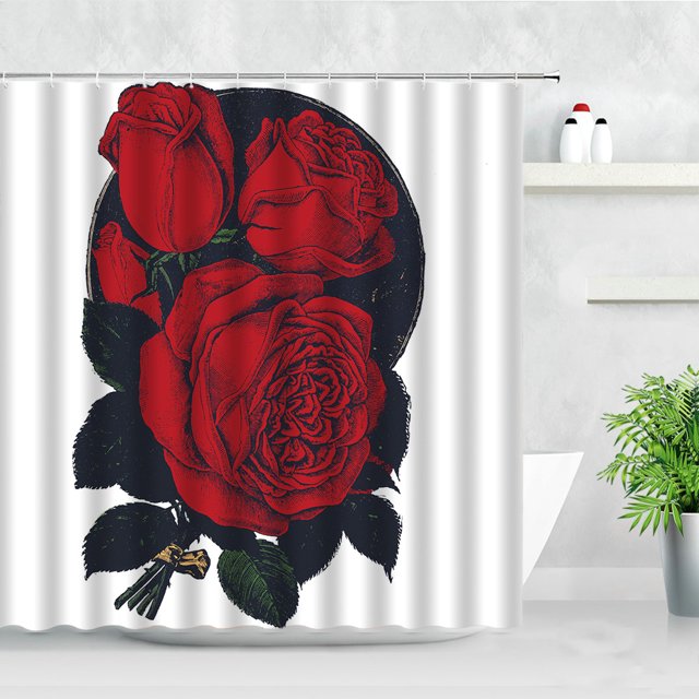 Curtains Bathroom Fabric Polyester Waterproof Decor Home Day Valentine