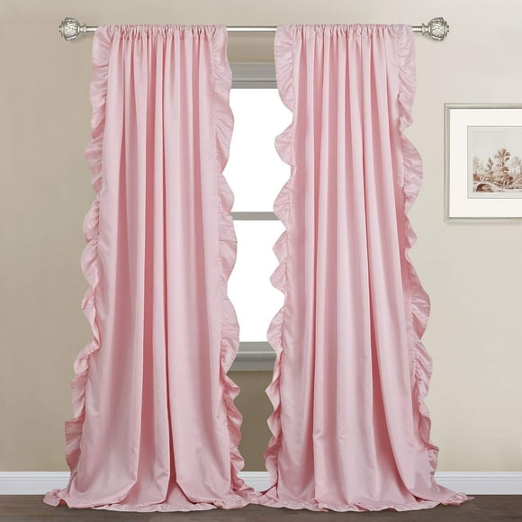 Curtains for Bedroom, French Romantic Style Ruffled Blush Curtains Soft Smooth Faux Silk Window Curtain Drapes for Girls/Nursery Decor/Dressing Room, Blush Pink, W52 x L95, 2 Panels