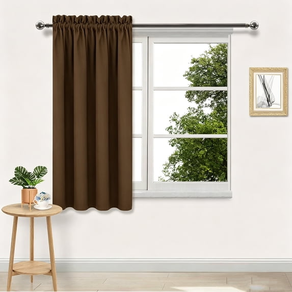 Curtains for Bedroom Panels Set Thermal Insulated Drapes Rod Pocket Window Darkening Curtains for Living Dining Room Privacy Protection(38"*45",Brown)