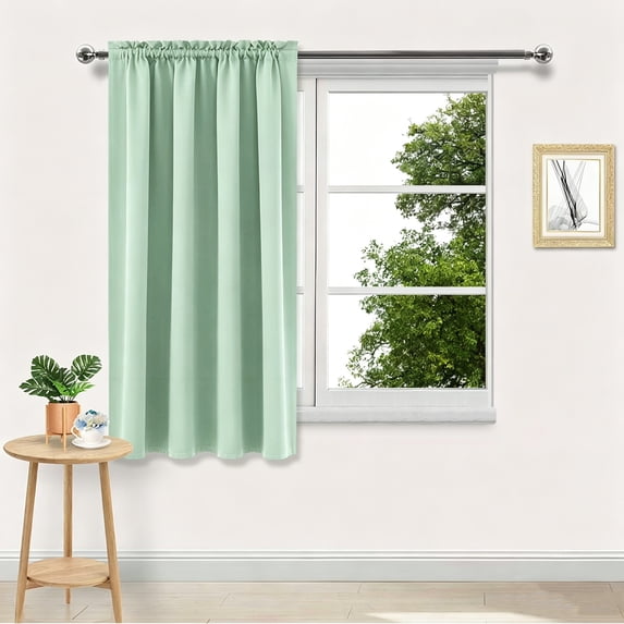 Curtains for Bedroom Panels Set Thermal Insulated Drapes Rod Pocket Window Darkening Curtains for Living Dining Room Privacy Protection(38"*45",Light Green)