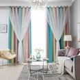 thumbnail image 1 of Curtains for Girls Bedroom Kids Curtain Hollow-Out Star Window Nursery Curtain 82 inches Length Room Darkening Grommet 2 Layers (Pink Beige Blue, W52 X L82), 1 of 3