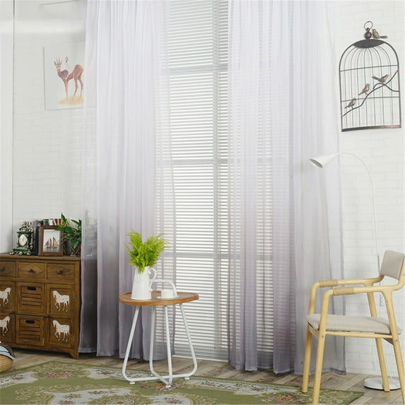 Curtains Gray,1*Curtain,Door Scarf Gradient Color Tulle Window Curtain Panel Transparent Home Textiles