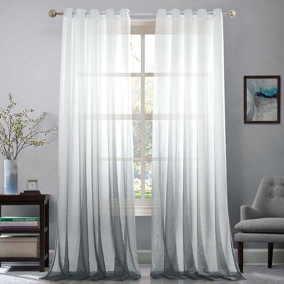 Curtains Linen Optics Semi Transparent Curtains Living Room Set Of 2 H 244 X W 132 Cm Colour Gradient Curtains With Eyelets Curtain Grey Semi Transparent Linen Curtains Bedroom