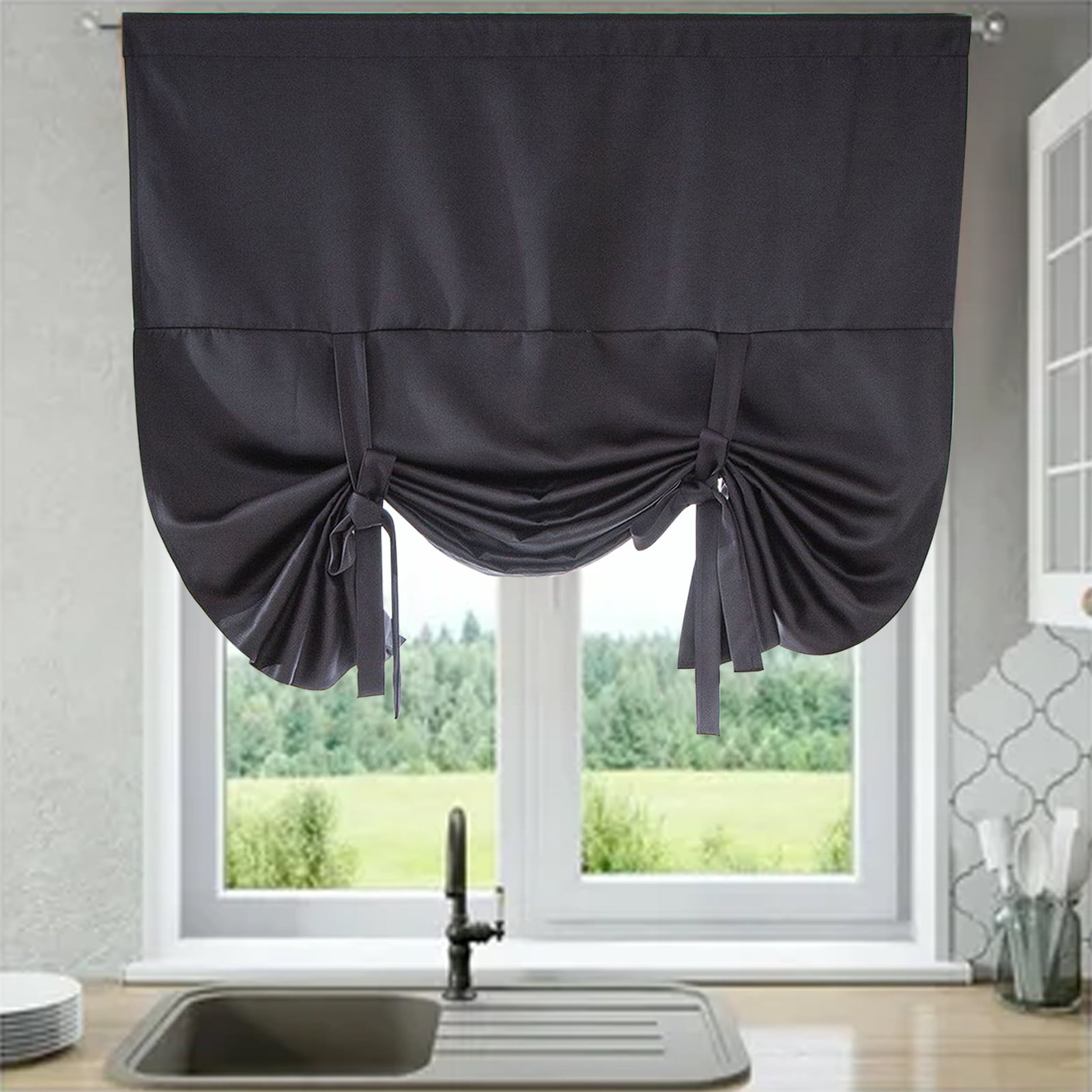 Curtains For Living Room Kitchen Curtains,Check Lace Up Curtains For Windows 46 X 63 Inch Rod ...