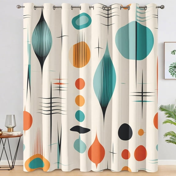 Curtains for Living Room Mid Century Modern Curtains Blackout 2 Panels, Retro Abstract Bedroom Decor, Thermal Insulated Grommet Drapes-42"W x 45"L (Pack of 2)