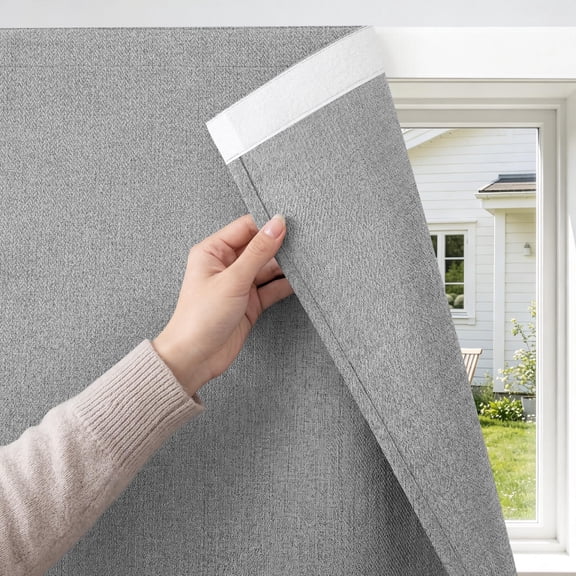 Curtains No Drill Hook and Loop Single Panel for Window