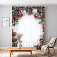 thumbnail image 1 of Curtains Printed With Christmas Balls, 2 Pieces Easy-to-Hang 2D Print Curtains, Christmas Ball Holiday Printed Style + Snowflakes & Pine Branches for Festive Decor, 1 of 9