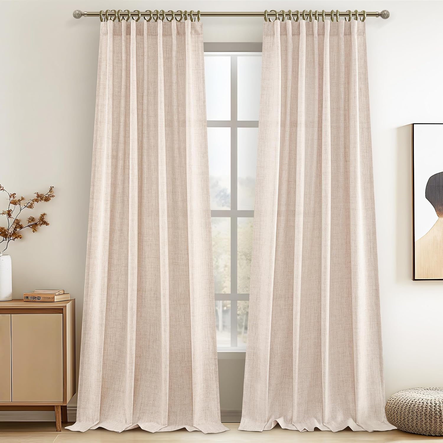 Curtains Room Dividers with Ceiling Track 120 Inches Long, Farmhouse