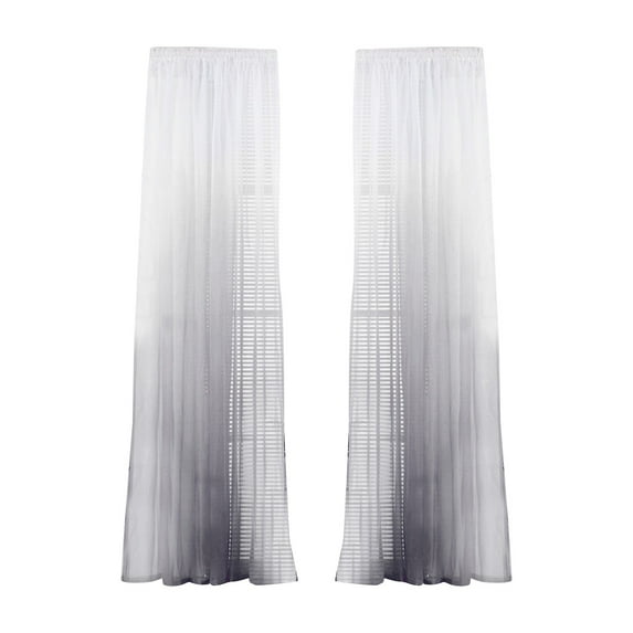 Curtains, Sheer Curtains - Loetky Door Scarf Gradient Color Tulle Window Curtain Panel Transparent Home Textiles, Gray, 1*Curtain