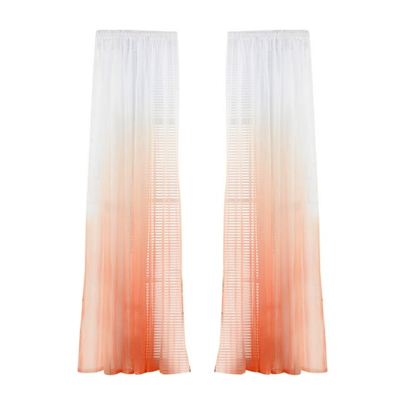 Curtains, Sheer Curtains - Loetky Door Scarf Gradient Color Tulle Window Curtain Panel Transparent Home Textiles, Orange, 1*Curtain