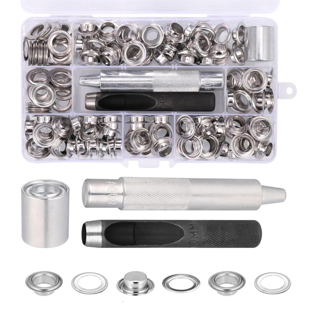 Grommet Setting Tool for Tarpaulin Fabric Curtains Shoe Craft Making 120 Sets Grommet Tool Kits, Grommets Eyelets Kits