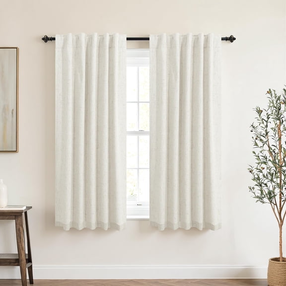 Curtains & Valances Cream Beige 36"W x 48"L (Pack of 2) Bedroom Window Use