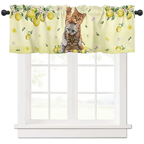 Curtains Valances Summer Lemon Truck Car Farm Watercolor Fruit Yellow