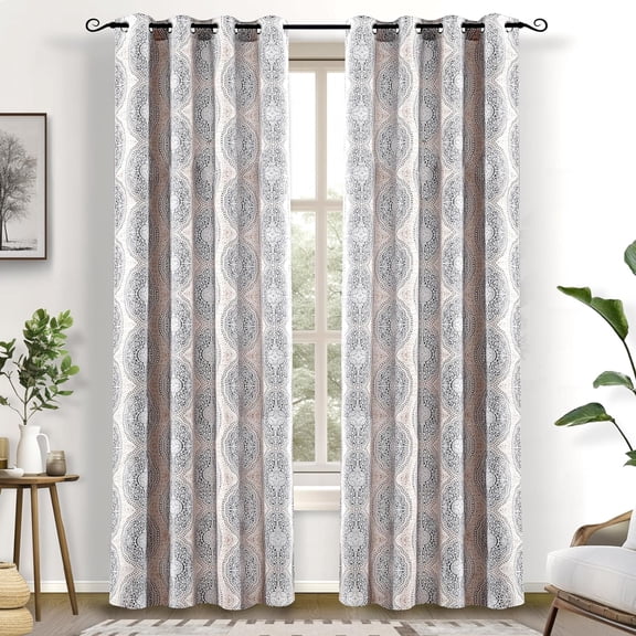 Curtains for Bedroom Room Darkening Curtain 84 Inch Medallion Drapes for Living Room Damask Pattern Thermal Window Treatments Grommet 2 Panels