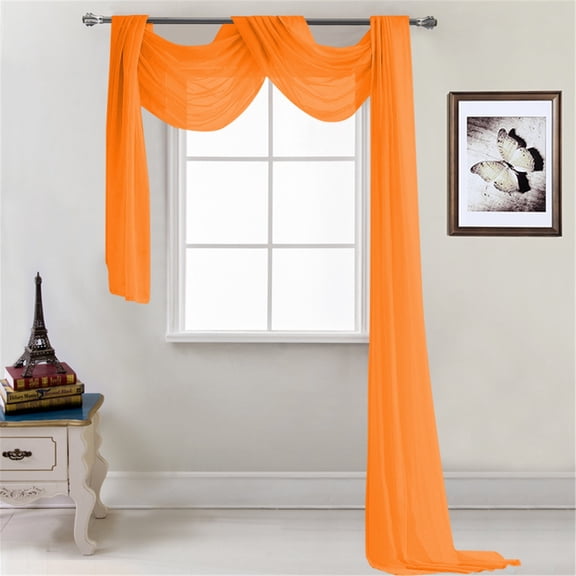 Curtains for Living Room Polyester-Cotton Blend, Curtain 1* Window Screening (Orange-One Size)
