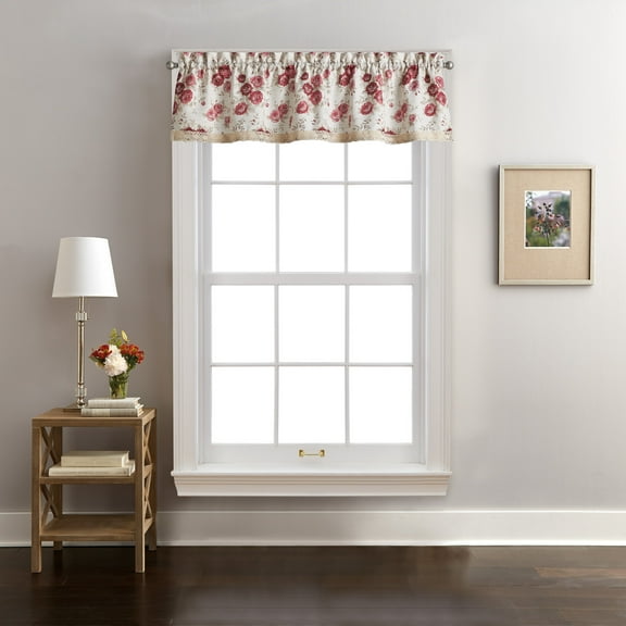Curtainworks Antique Rose Valance, Light Filtering Rod Pocket, 1 Piece, Indoor, Red , 54"W x 14"L, Adult