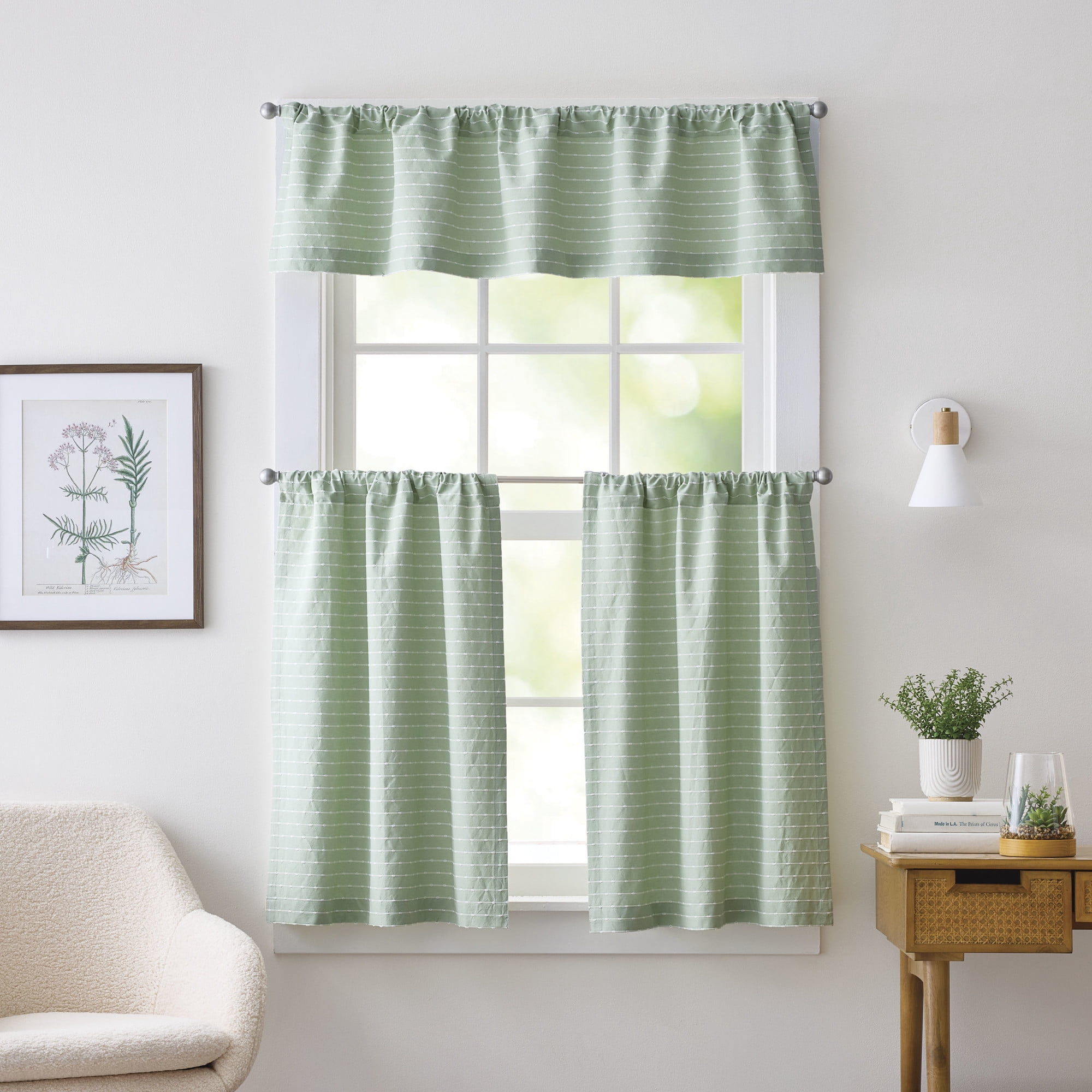 Curtainworks Bridge Street Valance Sage, 1 Piece, Indoor, Pole Top, 58," x 14", Adult
