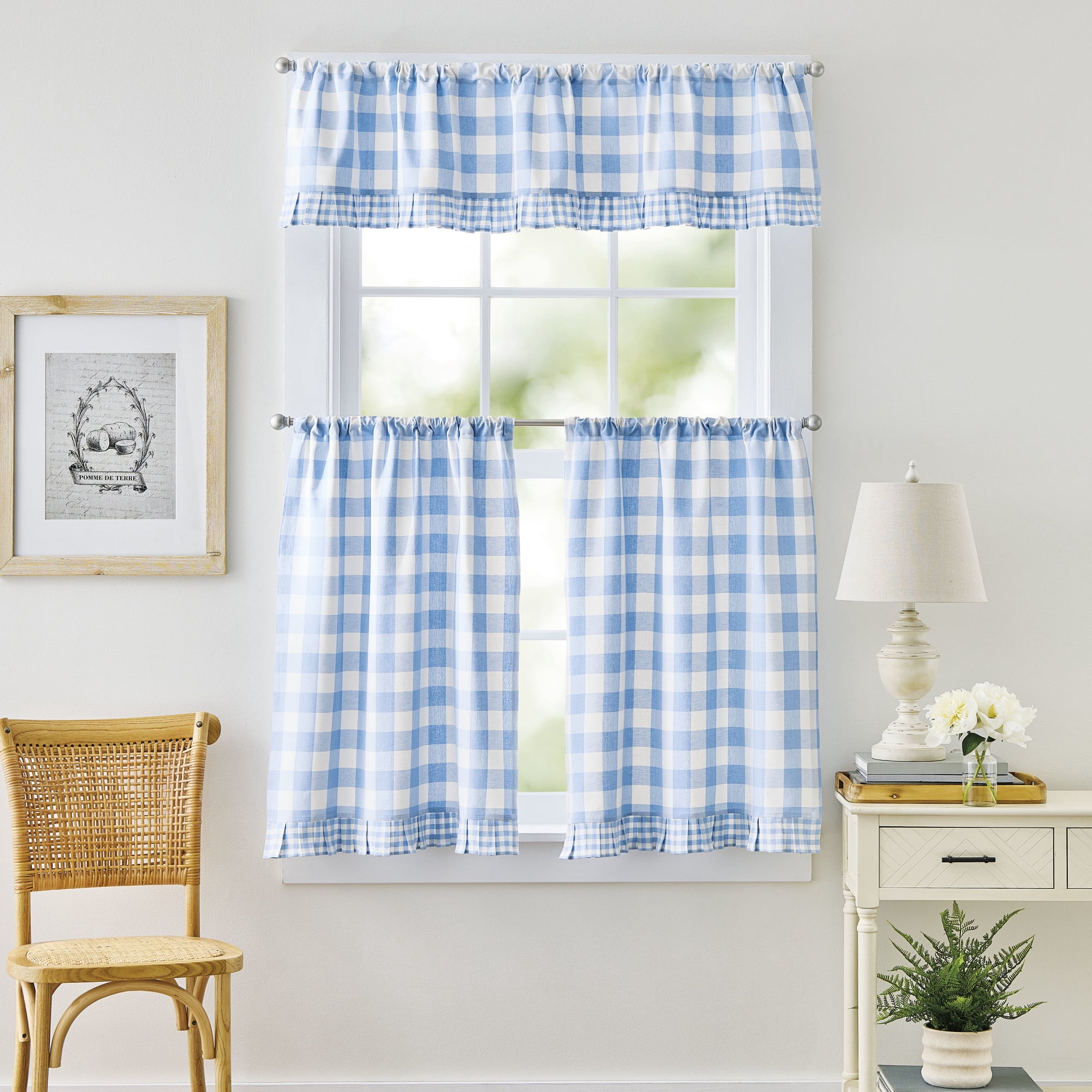 Curtainworks Buffalo Plaid Valance Blue, 1 Piece, Indoor, Pole Top, 58" x 14", Adult