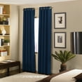 thumbnail image 1 of Curtainworks Cameron Room Darkening Faux Suede Grommet Curtain, Indoor Single Panel, Polyester, Navy, 50"W x 132"L, Adult, 1 of 5