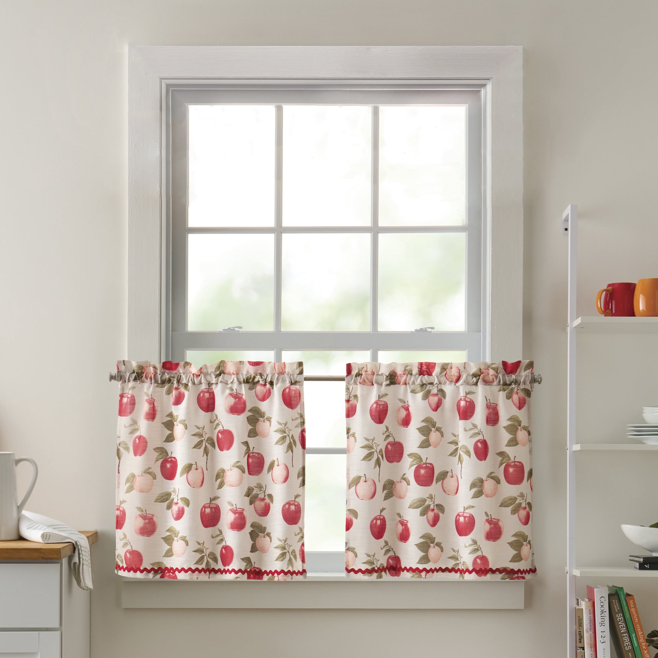 Curtainworks Honey Crisp 24in Tier Pair Multicolor, Pole Top, Indoor, Adult, 2 Piece Tier Set, 54" x 24"
