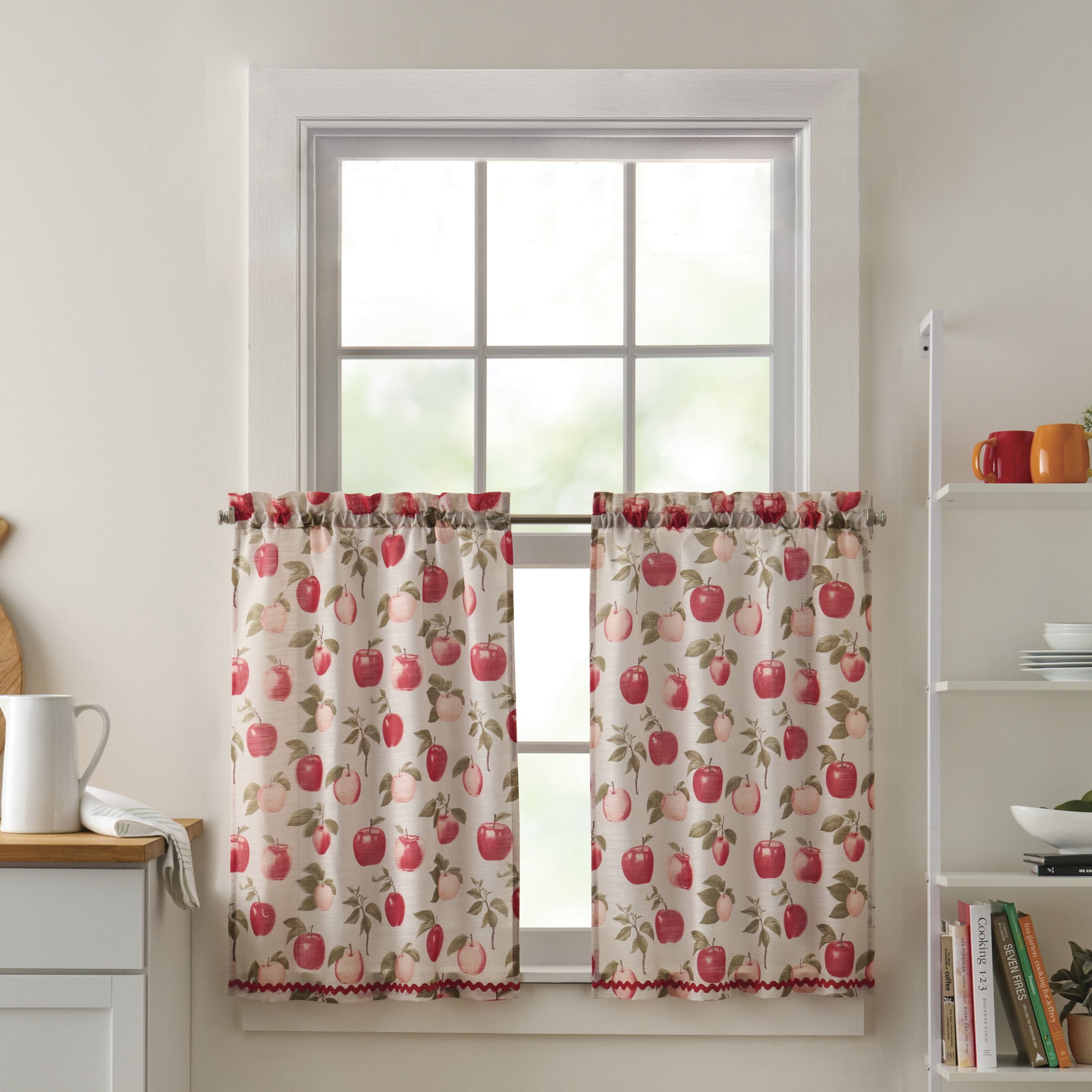 Curtainworks Honey Crisp 36in Tier Pair Multicolor, Pole Top, Indoor, Adult, 2 Piece Tier Set, 54" x 36"