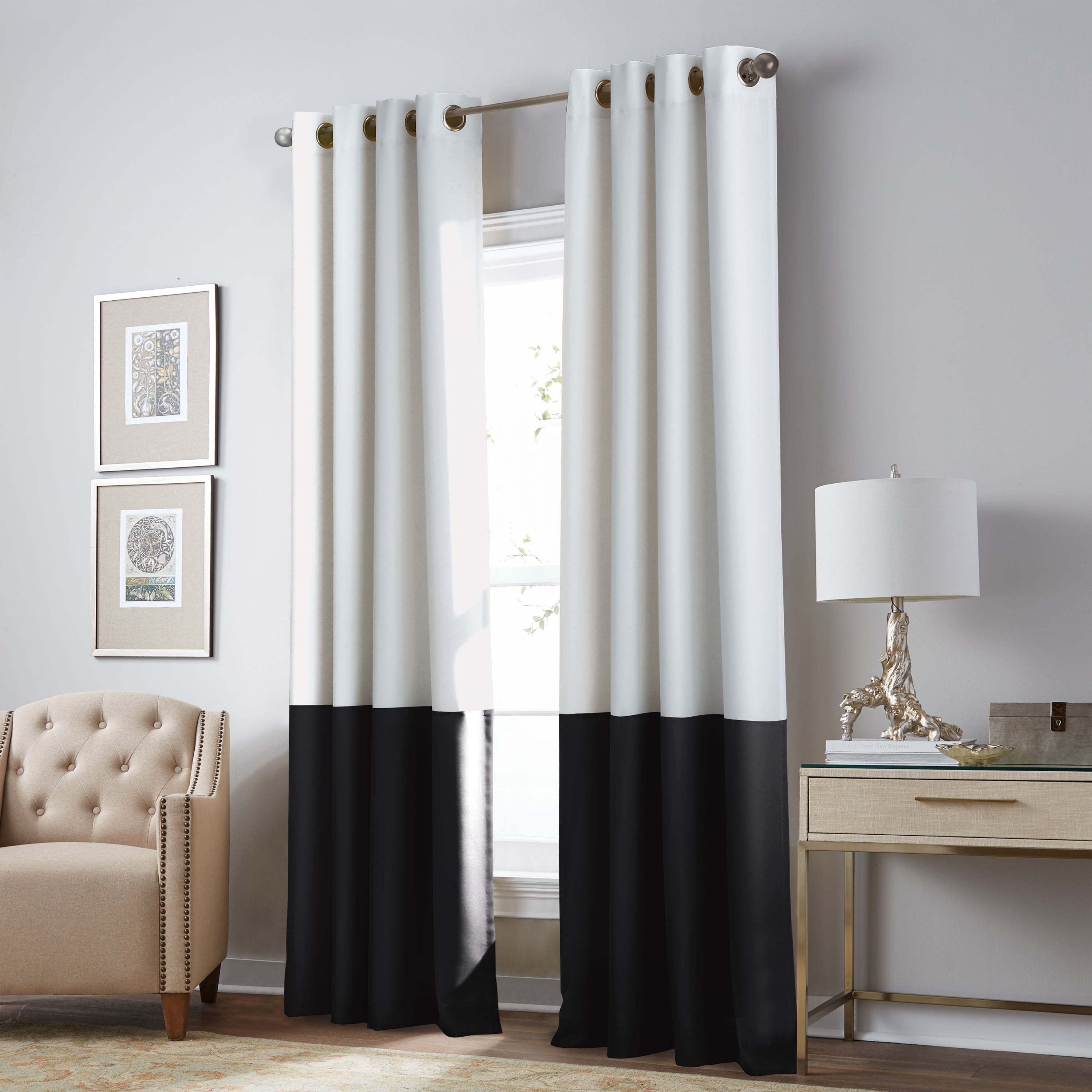 Curtainworks Kendall Indoor Curtain,Polyester Room Darkening Grommet Single Panel , White , 52"x120"