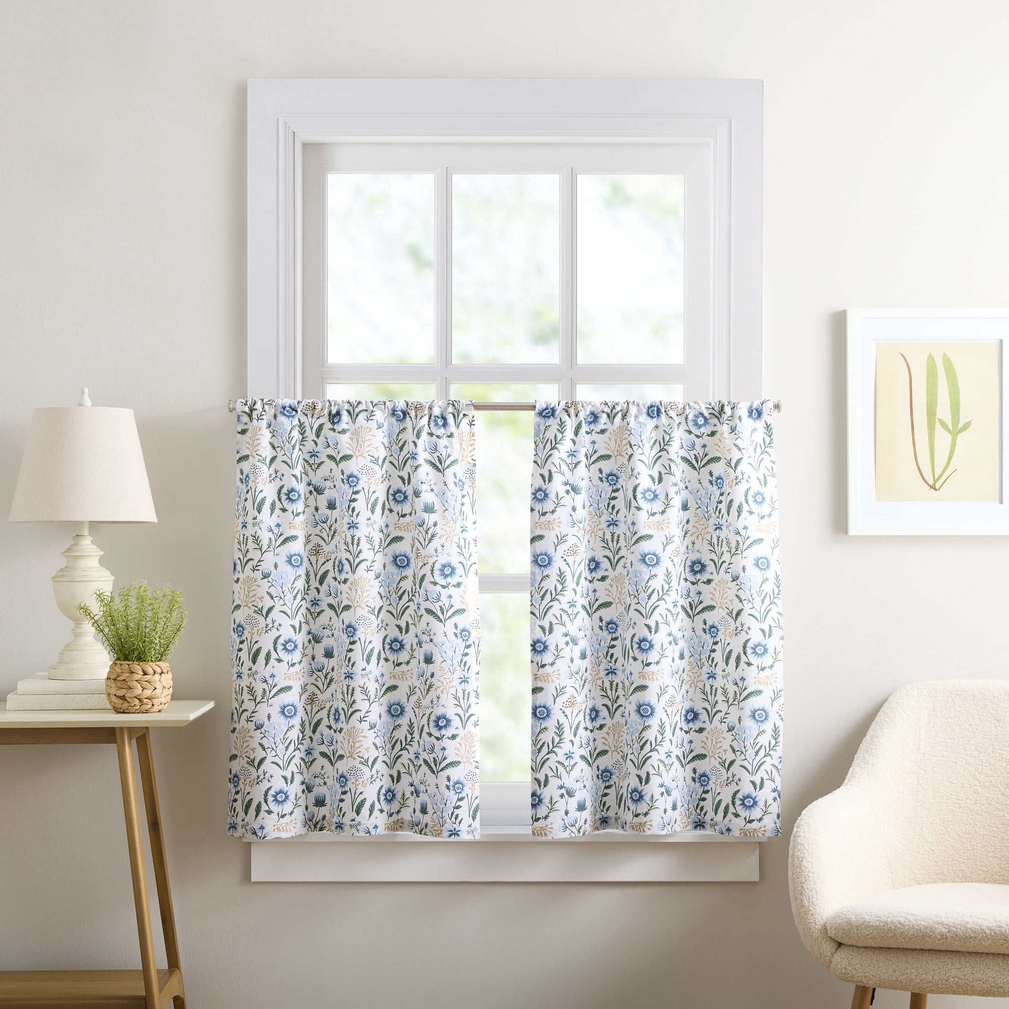 Curtainworks Lena 36in Tier Set Multicolor, Rod Pocket, Light Filtering, Indoor, 28" x 36", Adult