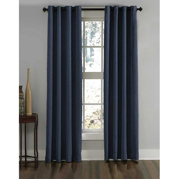 Curtainworks Lenox Grommet Indoor Curtain Single Panel, 50" x 144", Navy, Adult