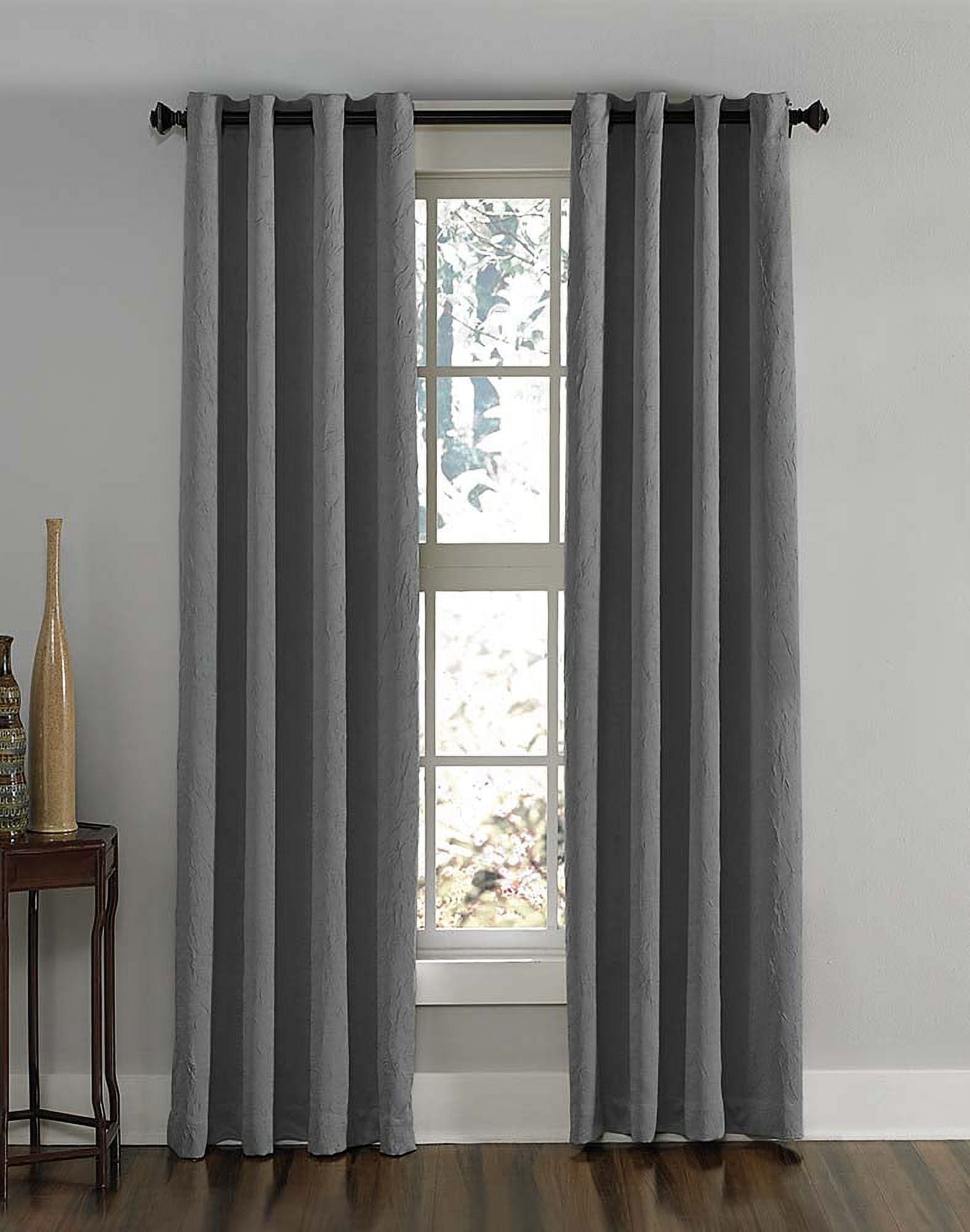 Curtainworks Lenox Grommet Indoor Curtain 50"W x 95"L, Single Panel, Gray, Polyester, Adult