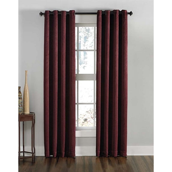 Curtainworks Lenox Grommet Curtain 50" x 95", Wine, Indoor, Polyester, Single Panel, Adult