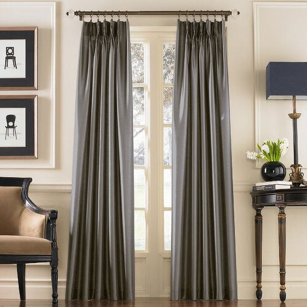 Pewter Faux Silk Room Darkening Curtain Panel