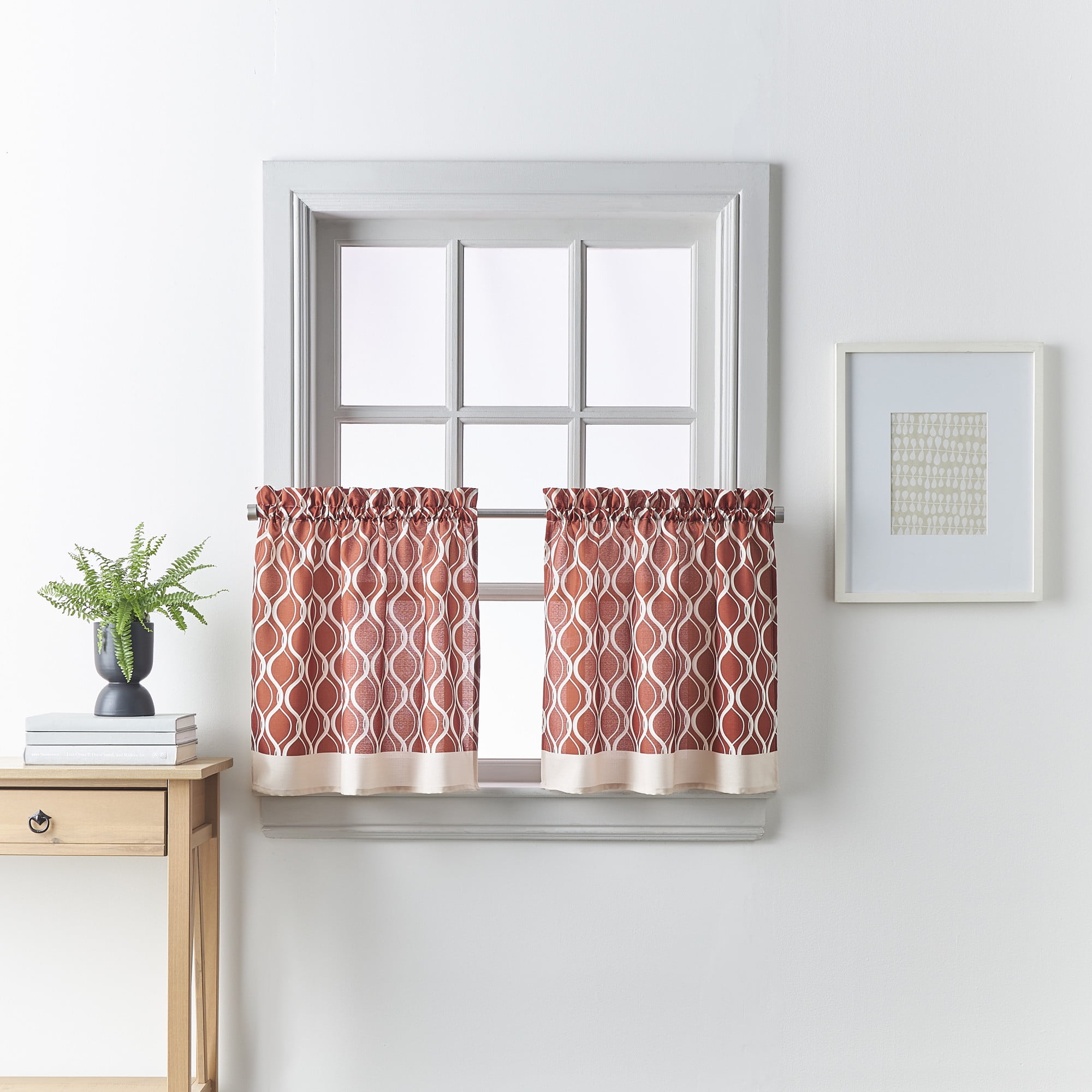 Curtainworks Morocco Tier Pair, Clay, 100% Polyester, 58"W x 24"L, Adult