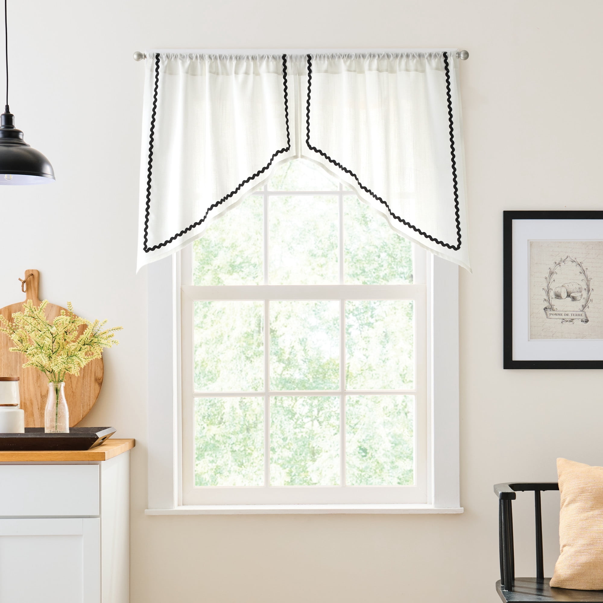 Curtainworks Rita Swag Pair White, Indoor, Rod Pocket, 58" x 14", Adult