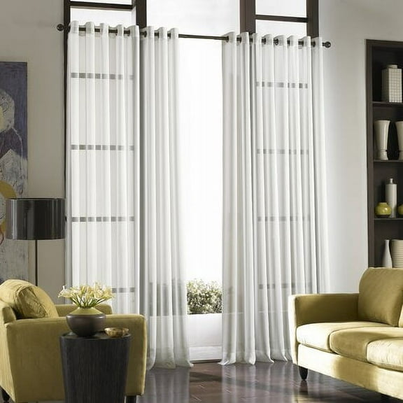 Curtainworks Soho Voile Grommet 108" , Sheer Curtain Single Panel, Polyester, Winter White