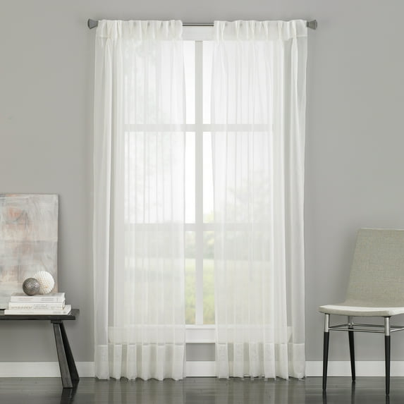 Curtainworks Soho Voile Indoor Curtain, Polyester Sheer Pinch Pleat Single Panel, White, 29" x 132"