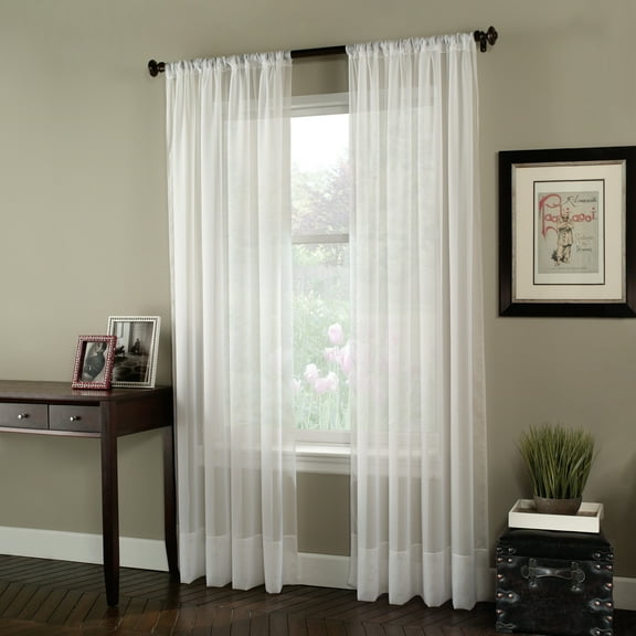 Curtainworks Soho Voile Indoor Curtain, Polyester Sheer Poletop Single Panel, Indoor, Winter White, 59" x 63", Adult