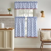 Curtainworks Stars and Stripes 3 Piece Tier and Valance Set Multicolor, Indoor, Pole Top, 56" x 14", Adult