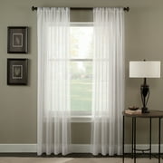 Curtainworks Trinity Crinkle Curtain, Polyester Sheer Poletop Single Panel, Winter White, 51" x 132", Adult