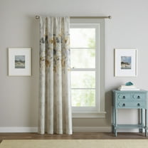 Curtainworks Watercolor Floral Poletop Curtain Panel, 63"L x 50"W, Gold, 100% Polyester, Adult, Indoor