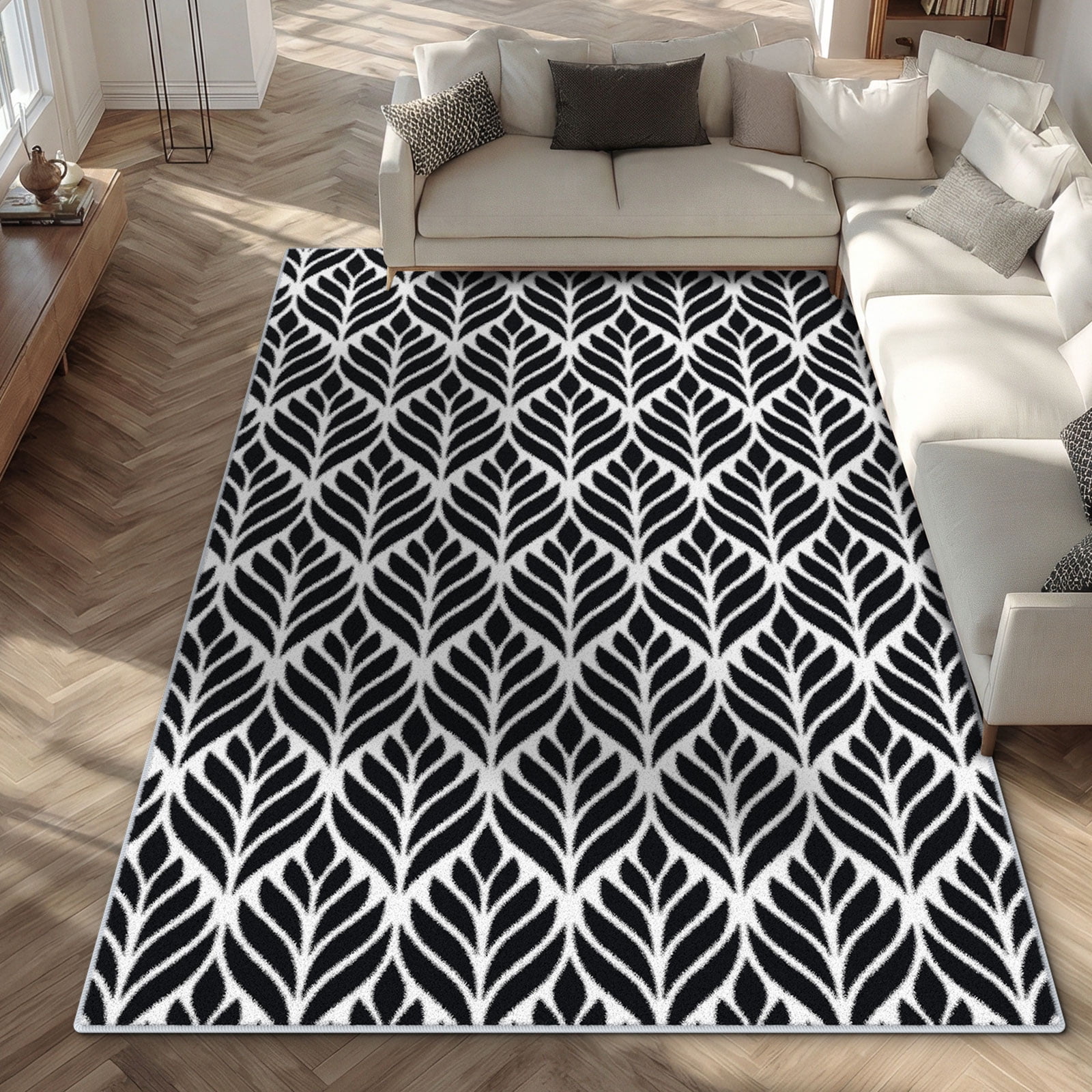 Curtilage Washable Area Rugs for Living Room, 6'x9' Washable Indoor Rugs, Abstract Non-Slip Soft Low Pile Stain Resistant Carpet for Bedroom, Office
