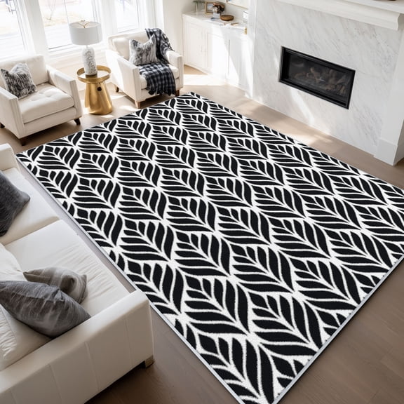 Curtilage Washable Area Rugs for Living Room, 8'x10' Washable Indoor Rugs, Abstract Non-Slip Soft Low Pile Stain Resistant Carpet for Bedroom, Office